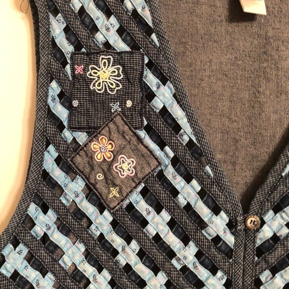 Boutique Napa Valley Cotton Embroidered Appliqué Denim Vest Size 2X Plus - Picture 5 of 9